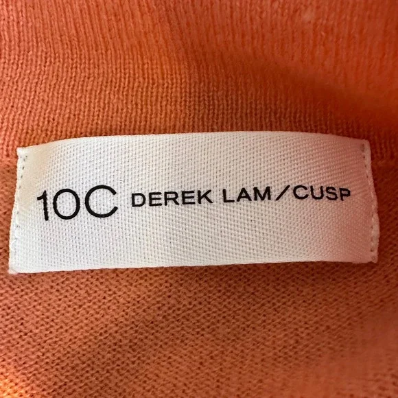 10C Derek Lam Cusp Cashmere V Neck Sweater Size XL‎ Orange Asymmetrical Hem - Picture 6 of 8